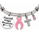 Pink Ribbon Breast Cancer Awareness Bracelet – Faith Over Fear Christian Cancer Survivor Gift