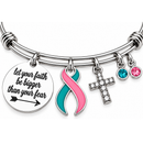 Pink & Teal Awareness Ribbon Bracelet – Previvor BRCA1 BRCA2 Faith Over Fear Christian Gift