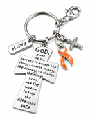 Orange Awareness Ribbon Faith Keychain – Leukemia, Kidney Cancer & MS Awareness Gift