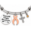 Peach Ribbon Uterine Cancer Awareness Bracelet – Endometrial Cancer Faith Over Fear Survivor Gift