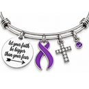 Purple Awareness Ribbon Bracelet – Pancreatic Cancer Lupus Epilepsy Faith Over Fear Christian Gift