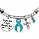 Teal Awareness Ribbon Faith Bracelet – “Let Your Faith Be Bigger Than Your Fear”