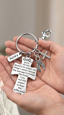 Gray Awareness Ribbon Faith Keychain – Brain Cancer & Brain Tumor Awareness Gift