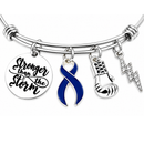 Navy Blue Ribbon Bracelet, Stronger Than the Storm Bracelet, Colon Cancer Awareness Gift, Cancer Fighter Jewelry, Survivor Gift