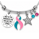 BRCA Previvor Bracelet, Pink and Teal Awareness Ribbon Jewelry, Hereditary Breast Ovarian Cancer Gift, Inspirational Survivor Bracelet