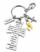 Gold Ribbon Childhood Cancer Awareness Faith Keychain – Pediatric Cancer & Survivor Gift