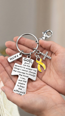 Gold Ribbon Childhood Cancer Awareness Faith Keychain – Pediatric Cancer & Survivor Gift