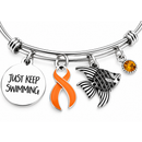 Orange Ribbon Bracelet, Multiple Sclerosis MS Awareness Gift, Leukemia Survivor Jewelry, Just Keep Swimming, Cancer Warrior Gift