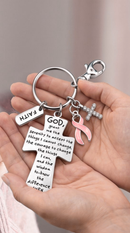 Peach Ribbon Uterine Cancer Awareness Faith Keychain – Endometrial Cancer & Gynecologic Cancer Gift