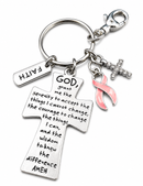 Peach Ribbon Uterine Cancer Awareness Faith Keychain – Endometrial Cancer & Gynecologic Cancer Gift