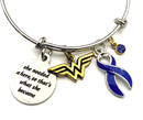 Dark Navy Blue Ribbon Bracelet - She Needed a Hero So That's What She Became