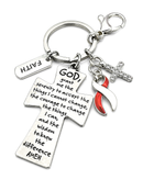 Red & White Awareness Ribbon Faith Keychain – Head & Neck Cancer, Oral Cancer Awareness Gift