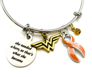 Orange Ribbon Charm Bracelet - She Needed a Hero, So That's What She Became