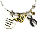 Black Ribbon Charm Bracelet - She Needed a Hero So That's What She Became