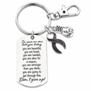 Black Ribbon Awareness Keychain – Encouragement Gift for Loss, Melanoma, Suicide Prevention & Mental Health Support – Inspirational Quote Charm, Sterling Silver Plated Cause Ribbon, Engraved Sympathy Gift