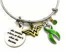 Green Ribbon Charm Bracelet - She Needed a Hero So That's What She Became