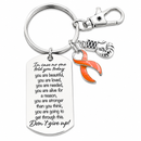 Orange Ribbon Awareness Keychain – Encouragement Gift for Leukemia, MS, Self-Harm Recovery & ADHD Support – Inspirational Quote Charm, "You Are Beautiful, You Are Loved"