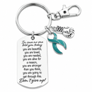Teal Ribbon Encouragement Poem Keychain - Don't Give Up