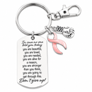 Uterine Cancer Awareness Keychain, Peach Ribbon Endometrial Cancer Support Gift, Inspirational Laser Engraved Cancer Keychain, Uterine Cancer Survivor Gift, Ready-to-Gift Box