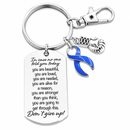 Esophageal Cancer Awareness Keychain, Periwinkle Ribbon Stomach Cancer & Gastric Cancer Support Gift, Laser Engraved Inspirational Cancer Keychain, Survivor Gift, Ready-to-Gift Box