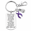 Hodgkin Lymphoma Awareness Keychain, Violet Ribbon Cancer Support Gift, Hodgkin Lymphoma Survivor Gift, Cancer Fighter Inspirational Keychain, Laser Engraved Cancer Awareness Keepsake, Ready-to-Gift Box