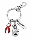 Burgundy Awareness Ribbon Boxing Glove Keychain, Warrior Keychain, Multiple Myeloma Gift, Head & Neck Cancer Support Gift