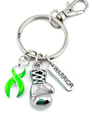 Lime Green Awareness Ribbon Boxing Glove Keychain, Warrior Keychain, Lymphoma Gift, Non-Hodgkin's Lymphoma Survivor Gift