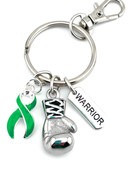 Green Awareness Ribbon Boxing Glove Keychain, Warrior Keychain, Kidney Cancer Gift, Organ Donation Awareness, Cerebral Palsy Support