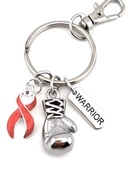 Red Awareness Ribbon Warrior Keychain – Heart Disease, Stroke & HIV/AIDS Awareness Gift