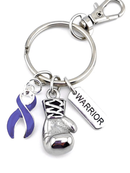 Choose Your Awareness Ribbon Color WARRIOR Keychain – Boxing Glove Cancer Survivor & Fighter Gift