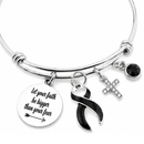 Black Ribbon Melanoma Awareness Bracelet – Faith Over Fear Skin Cancer Warrior Survivor & Memorial Gift