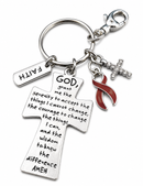 Burgundy Awareness Ribbon Faith Keychain – Multiple Myeloma & Sickle Cell Awareness Gift