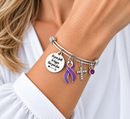 Purple Awareness Ribbon Bracelet – Pancreatic Cancer Lupus Epilepsy Faith Over Fear Christian Gift