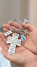 Light Blue Awareness Ribbon Faith Keychain – Prostate Cancer & Cancer Survivor Gift