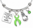 Lime Green Ribbon Lymphoma Awareness Bracelet – Non-Hodgkin Lymphoma BADASS Cancer Fighter Gift with Boxing Glove