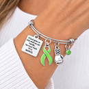 Lime Green Ribbon Lymphoma Awareness Bracelet – Non-Hodgkin Lymphoma BADASS Cancer Fighter Gift with Boxing Glove