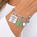 Green Awareness Ribbon Bracelet – Mental Health & Kidney Disease Gift, BADASS Fighter Bracelet with Boxing Glove