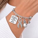 Gray Ribbon Brain Cancer Awareness Bracelet – Brain Tumor Fighter Gift, BADASS Cancer Survivor Bracelet with Boxing Glove