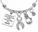 Gray Ribbon Brain Cancer Awareness Bracelet – Brain Tumor Fighter Gift, BADASS Cancer Survivor Bracelet with Boxing Glove