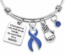 Navy Blue Ribbon Colon Cancer Awareness Bracelet – Colorectal Cancer Fighter Gift, BADASS Survivor Bracelet with Boxing Glove