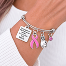 Pink Ribbon Breast Cancer Awareness Bracelet – BADASS Cancer Fighter & Survivor Gift with Boxing Glove