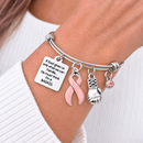 Peach Ribbon Uterine Cancer Awareness Bracelet – Endometrial Cancer BADASS Fighter & Survivor Gift with Boxing Glove
