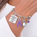 Purple Ribbon Pancreatic Cancer & Epilepsy Awareness Bracelet – BADASS Fighter Survivor Gift with Boxing Glove