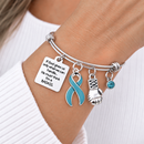 Teal Ribbon Ovarian Cancer Awareness Bracelet – BADASS Cancer Fighter & Survivor Gift with Boxing Glove