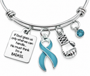 Teal Ribbon Ovarian Cancer Awareness Bracelet – BADASS Cancer Fighter & Survivor Gift with Boxing Glove