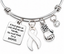 White Ribbon Lung Cancer Awareness Bracelet – BADASS Cancer Fighter & Survivor Gift with Boxing Glove