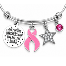 Breast Cancer Awareness Bracelet, Pink Ribbon Survivor Gift, Inspirational Cancer Warrior Jewelry, Chemo Support Gift for Her