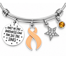 Uterine Cancer Awareness Bracelet, Peach Ribbon Jewelry, Endometrial Cancer Survivor Gift, Inspirational Cancer Support Bracelet
