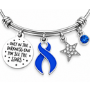 Periwinkle Ribbon Awareness Bracelet, Stomach Cancer Survivor Gift, Esophageal Cancer Support Jewelry, Inspirational Warrior Bracelet