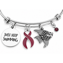 Burgundy Ribbon Bracelet, Multiple Myeloma Awareness Gift, Sickle Cell Jewelry, Brain Aneurysm Survivor, Just Keep Swimming Bracelet